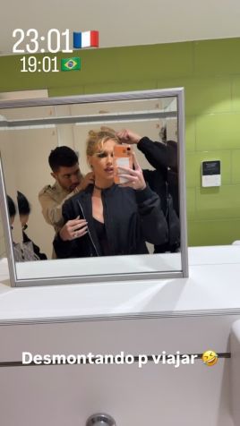 Virginia se desmonta no aeroporto após acompanhar desfile da Balenciaga, em Paris • Instagram/Virginia