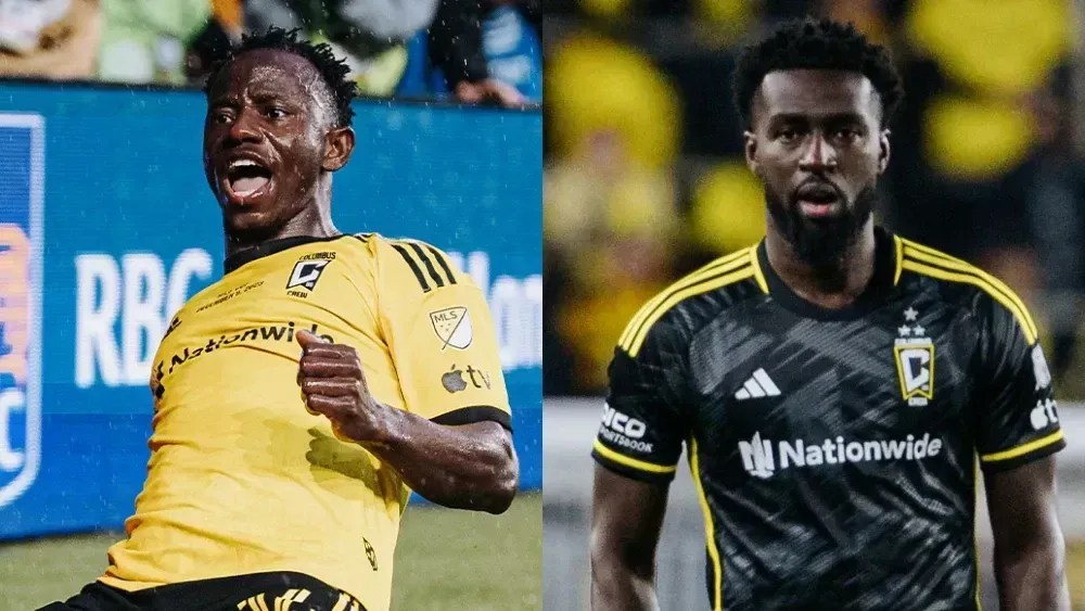 Yeboah e Jones na época de Columbus Crew.