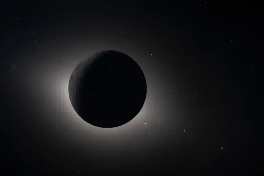 Esta foto, tirada pela tripulação da Artemis II em 6 de abril, mostra a Lua eclipsando o Sol, uma visão que poucos na história da humanidade já testemunharam • NASA