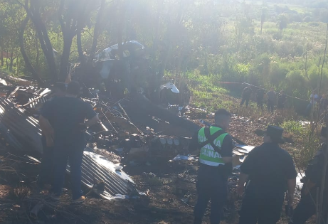 Local da queda da aeronave com milhões de dólares e reais na cidade de Minga Guazú, no Paraguai • Reprodução