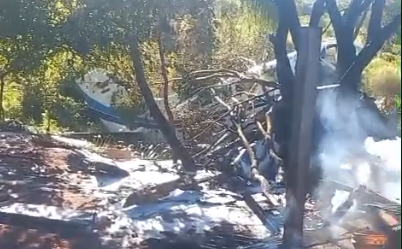 Local da queda da aeronave com milhões de dólares e reais na cidade de Minga Guazú, no Paraguai