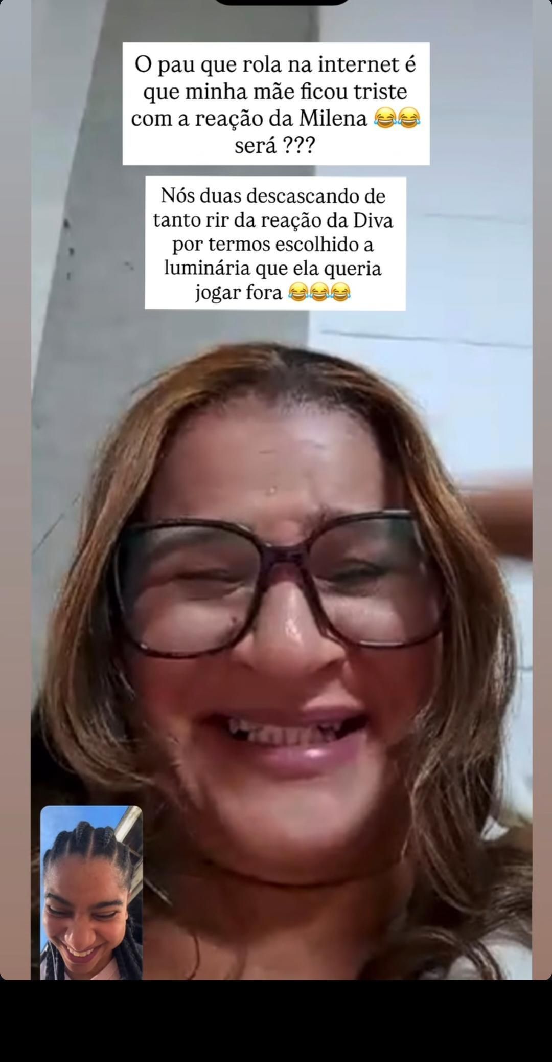 Mile Moreira e Neide Moreira negaram rumores de crise com Milena do BBB 26 • Reprodução/Instagram