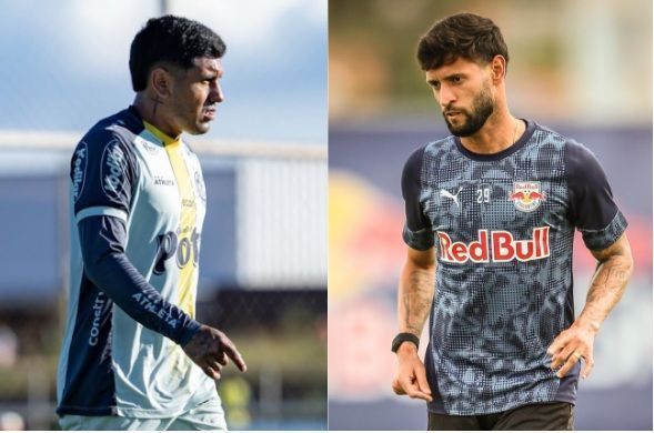 Antônio Galeano, do Mirassol, e Juninho Capixaba, do RB Bragantino