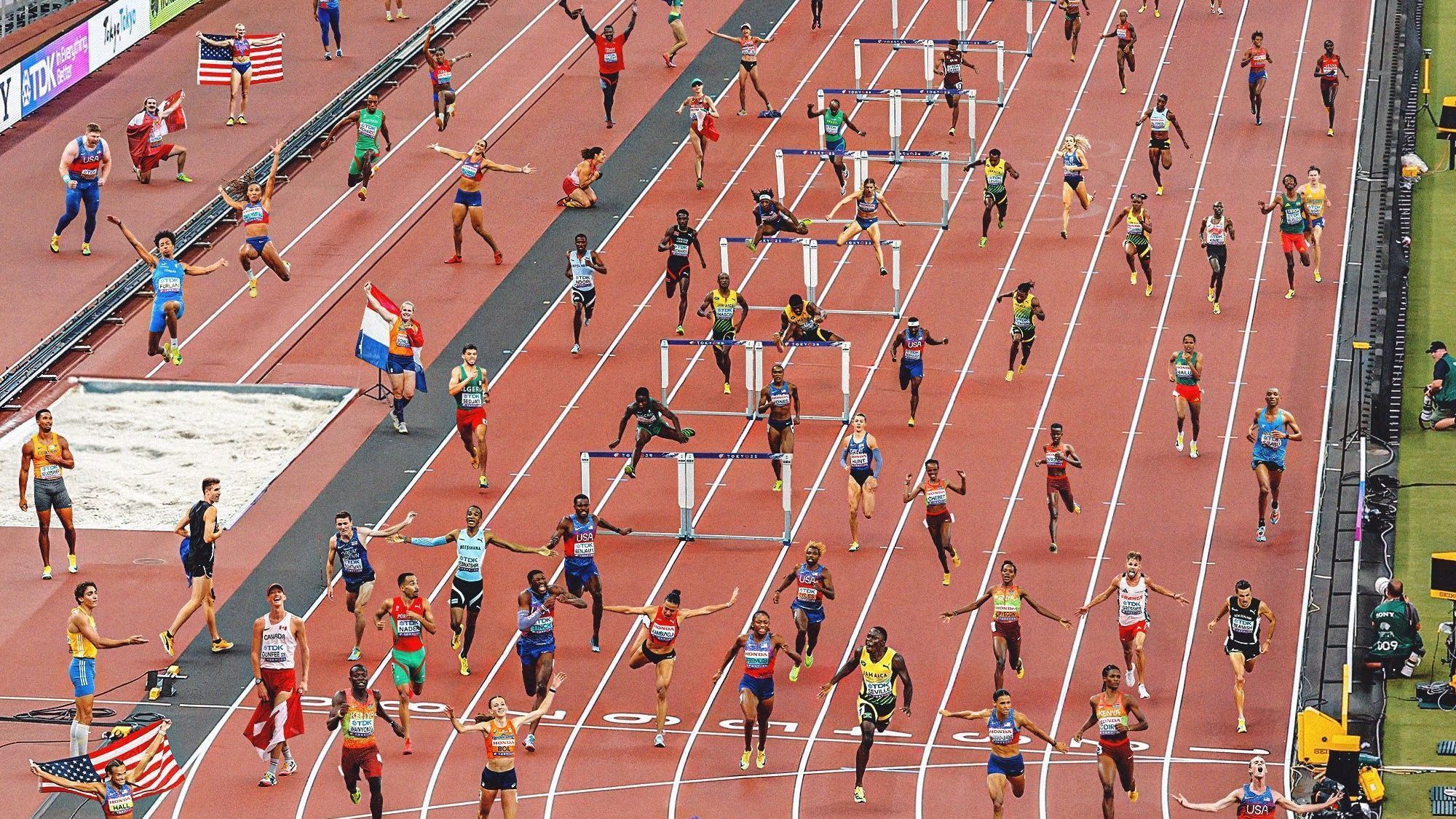 Atletas durante prova