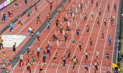 Atletas durante prova