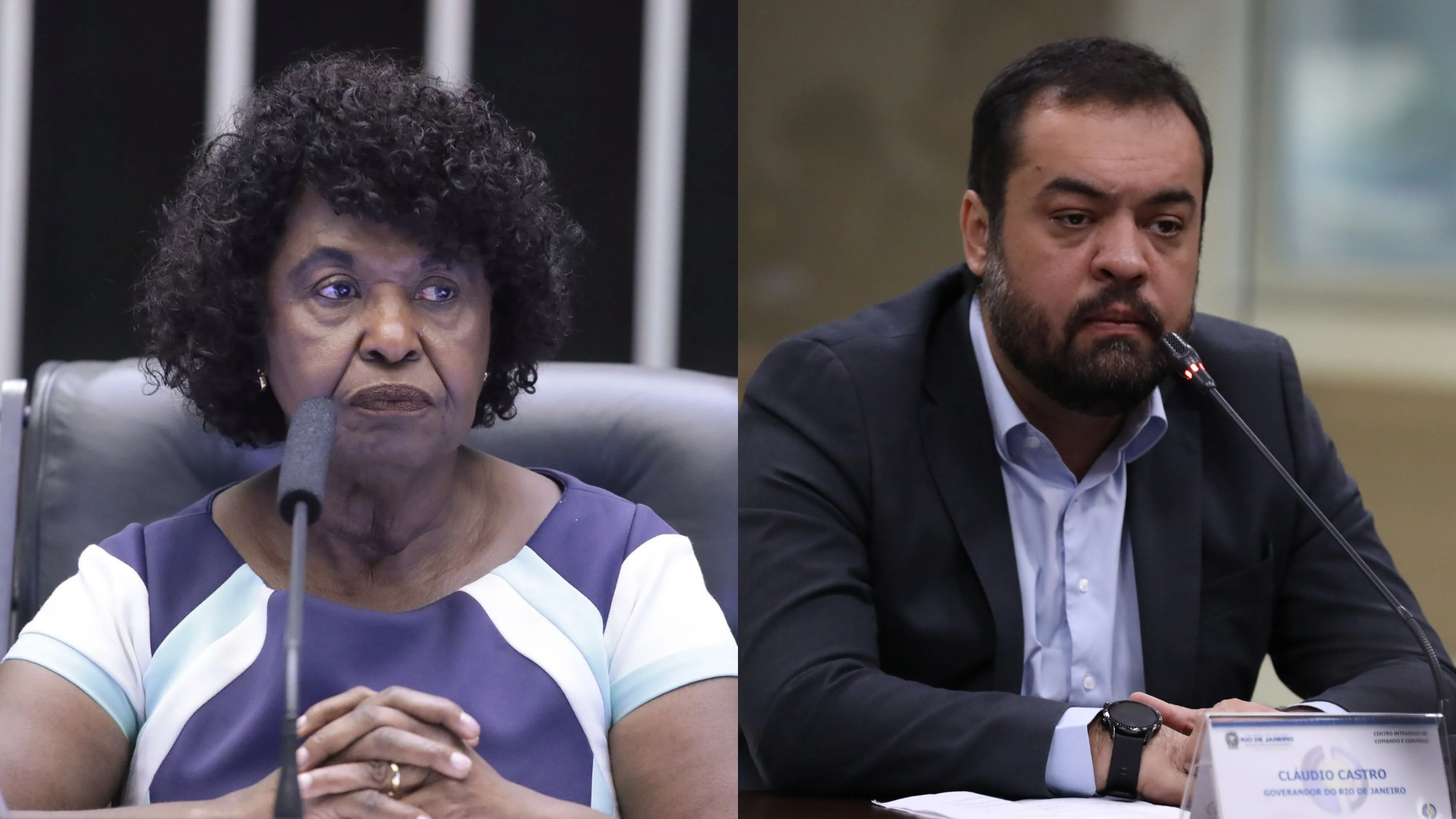 deputada federal Benedita da Silva (PT) e o ex-governador do Rio de Janeiro Cláudio Castro (PL)