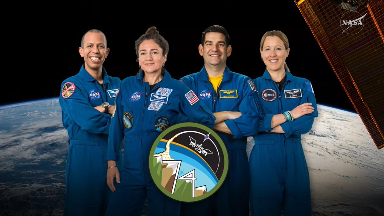 Astronautas da Estação Espacial. Da esquerda para a direita, Christopher L. Williams, Jessica U. Meir, Jack Hathaway e Sophie Adenot • NASA