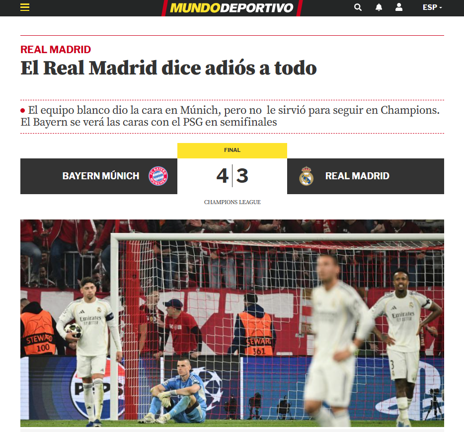 Jornal Mundo Deportivo • Reprodução