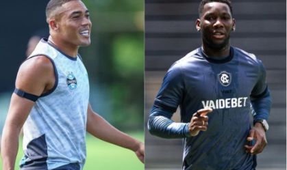Carlos Vinícius, do Grêmio, e Patrick de Paula, do Remo