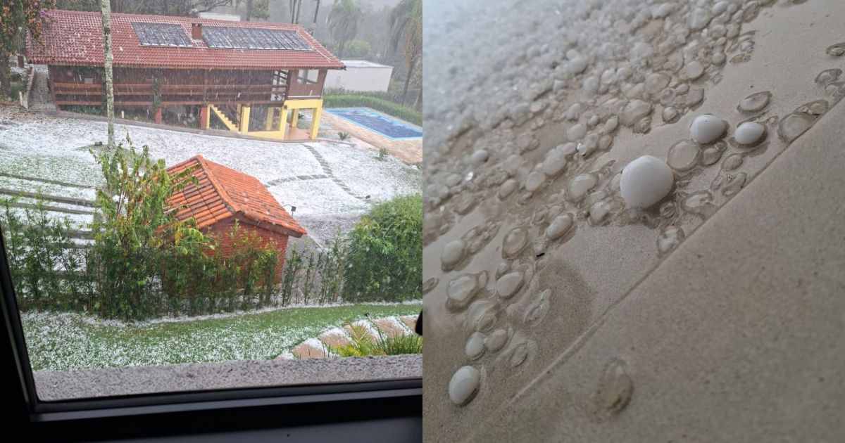 Vídeo: Chuva com granizo é registrada e assusta moradores no interior de SP