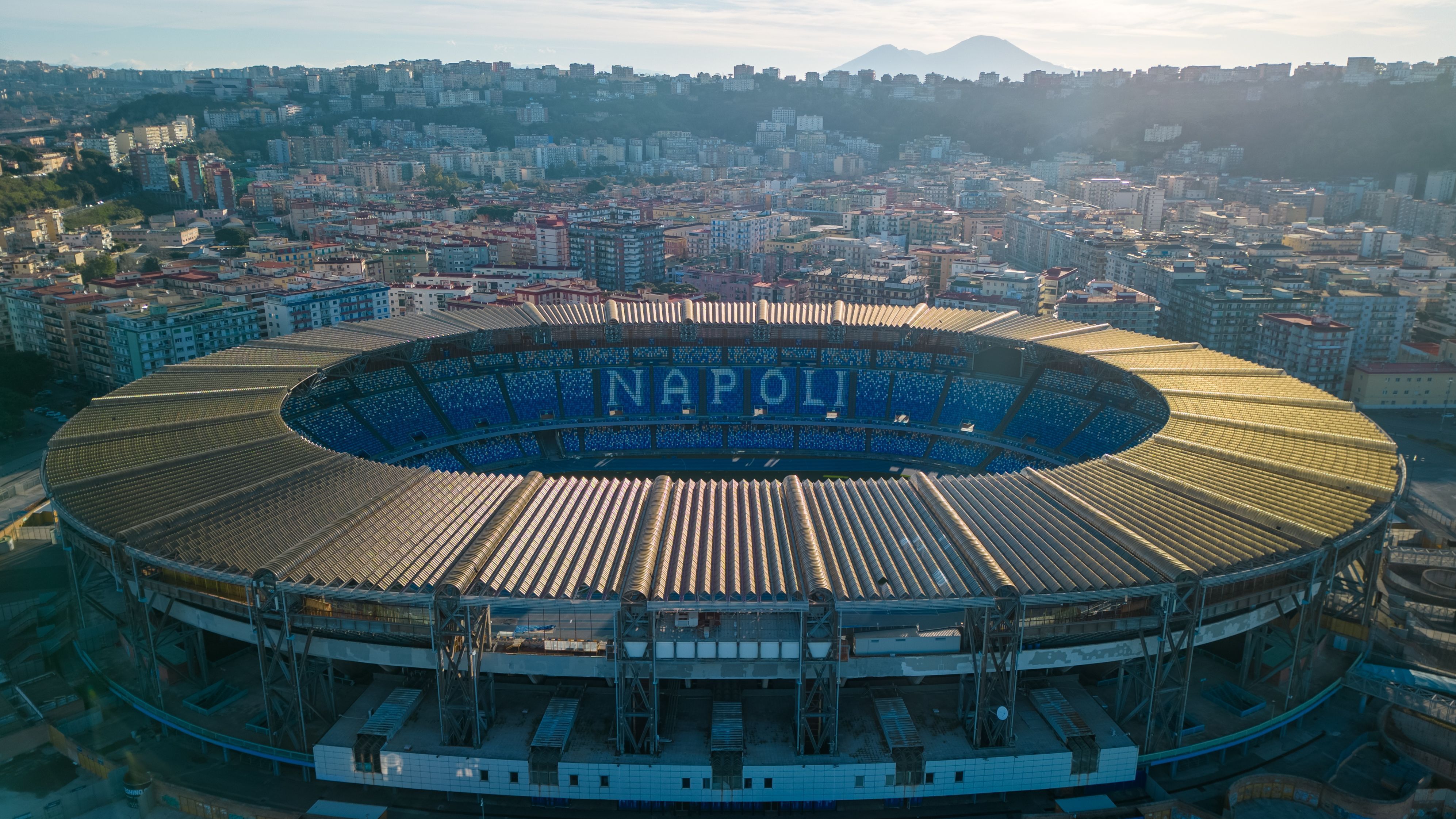 Napoli Football Stadium Aerial View in Naples Italy