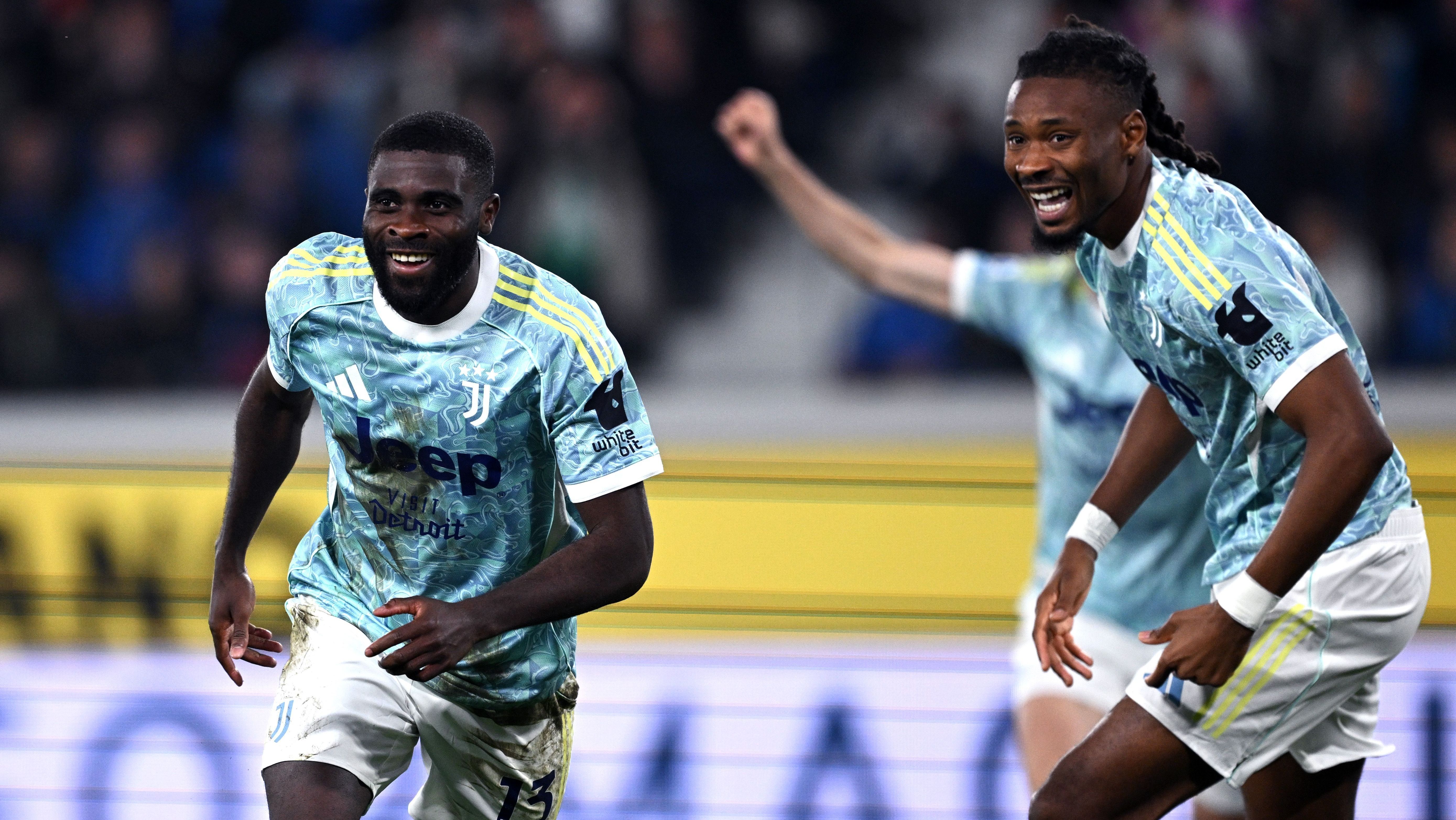 Jeremie Boga, da Juventus, celebra gol contra a Atalanta