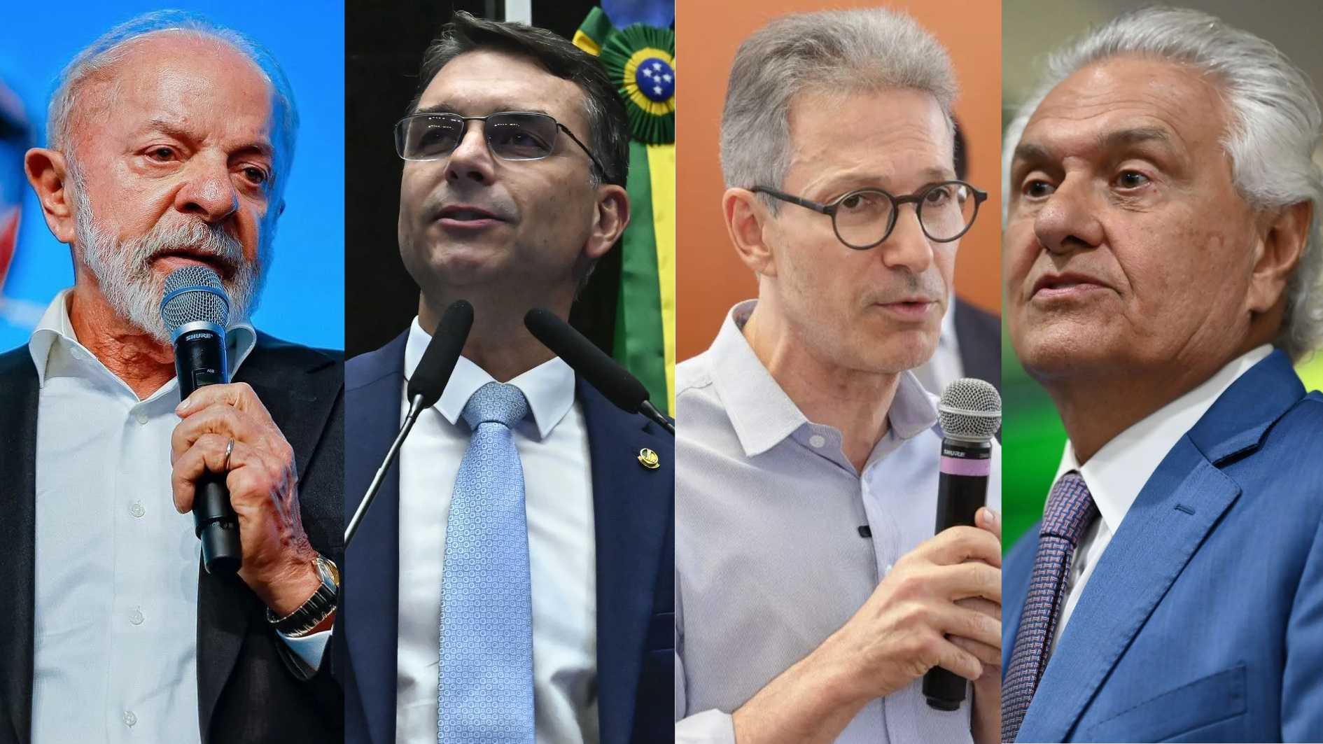Lula, Flávio bolsonaro, Romeu Zema e Ronaldo Caiado
