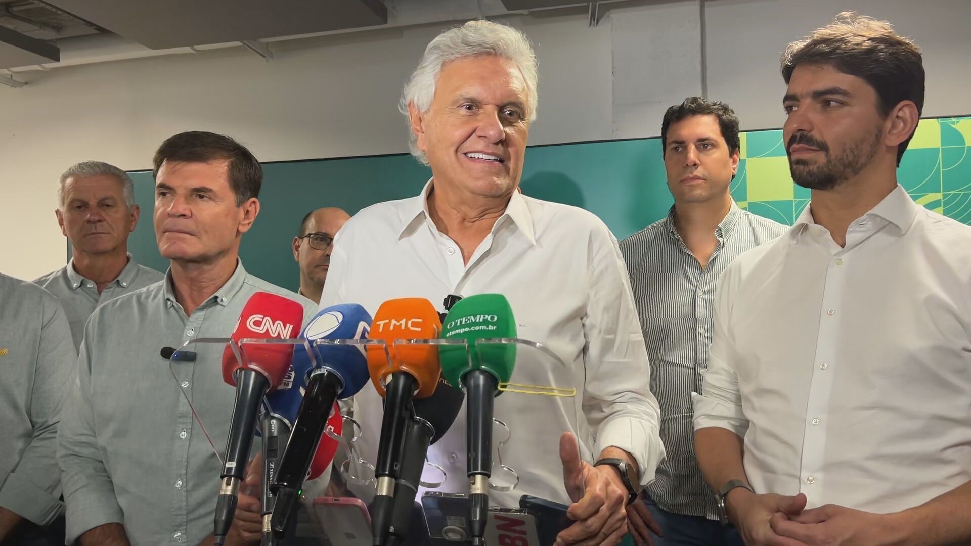 O pré-candidato à Presidência da República, Ronaldo Caiado (PSD), em coletiva de imprensa em Belo Horizonte