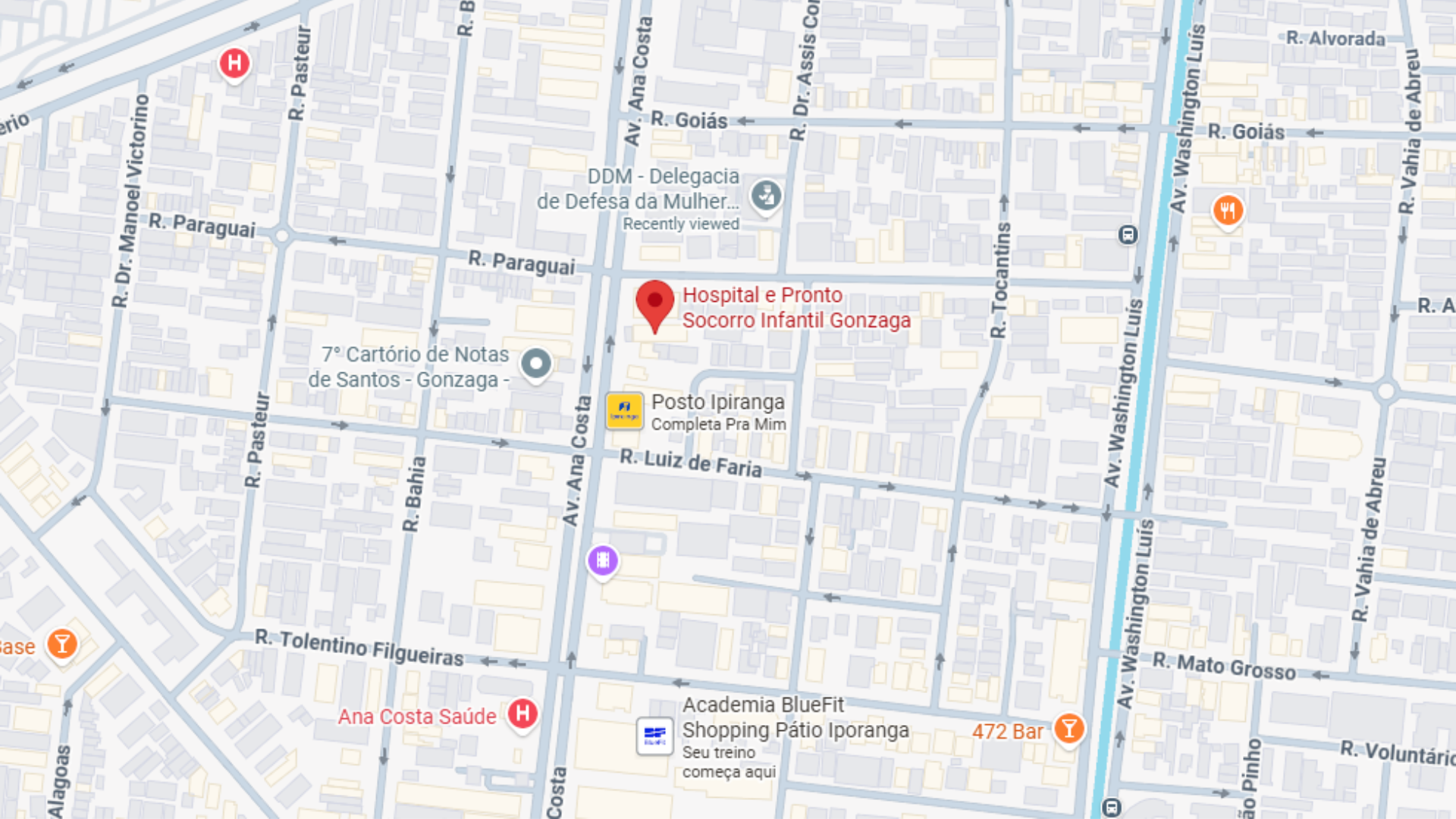 Localização de onde ucraniano foi preso após importunação sexual em Santos • Reprodução/Google Street View