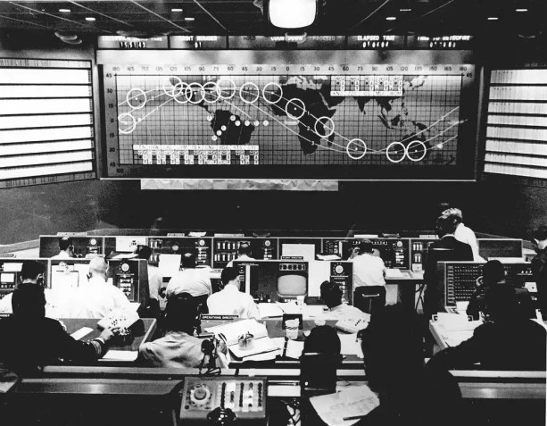 Sala de Controle durante o projeto Mercury em 1962 • Nasa
