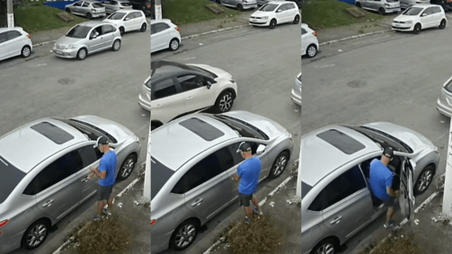 Imagens de câmeras de seguranças, obtidas com exclusividade pela CNN Brasil, mostram o momento exato em que o carro é levado por um criminoso