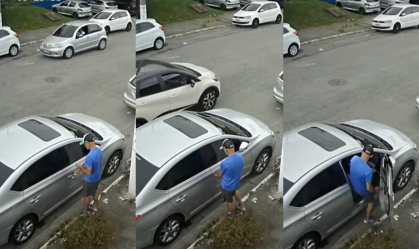 Imagens de câmeras de seguranças, obtidas com exclusividade pela CNN Brasil, mostram o momento exato em que o carro é levado por um criminoso