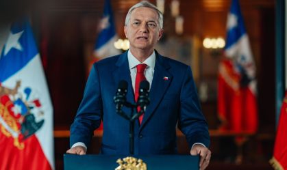 O presidente do Chile, José Antonio Kast, durante pronunciamento nesta quarta-feira (15)
