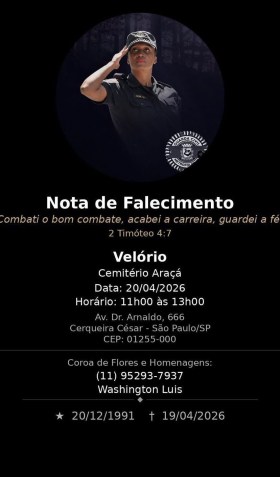 Velório da agente ocorre nesta manhã (20), em São Paulo • Reprodução/GCM
