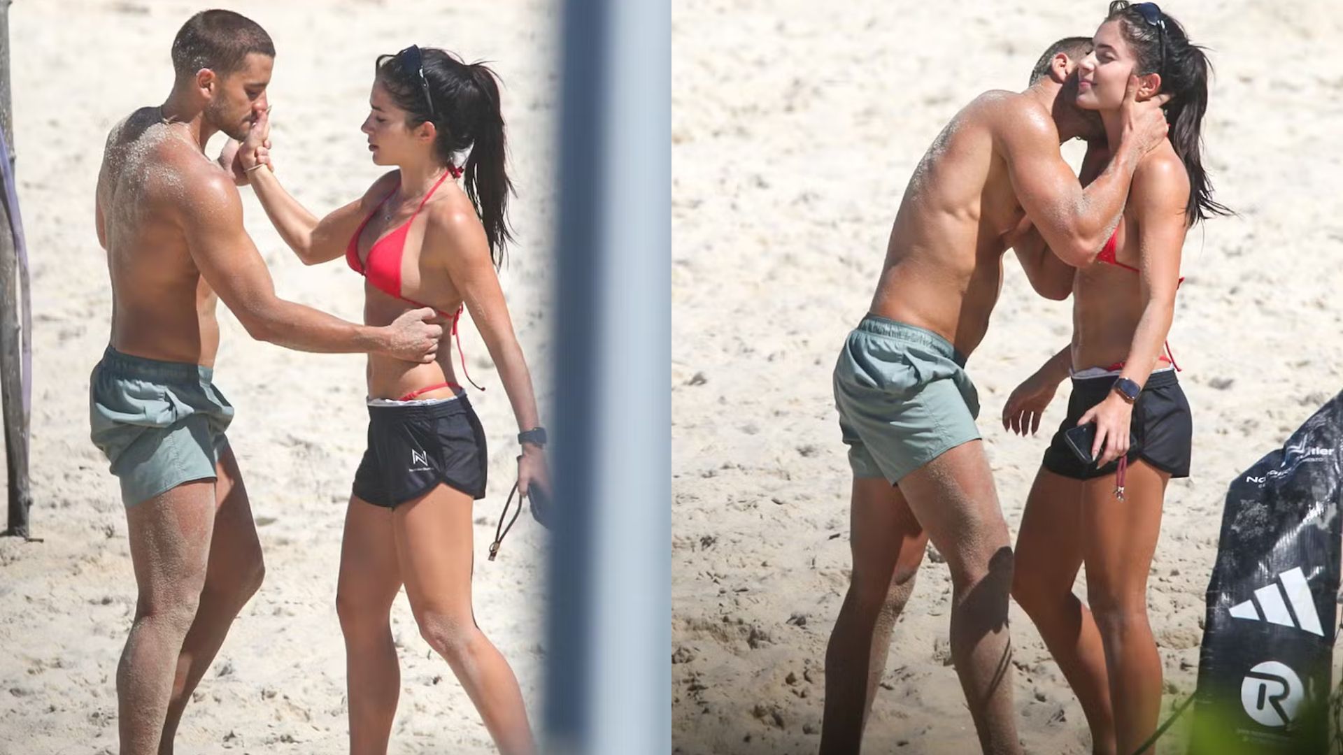 André Lamoglia e Jade Picon jogaram bola em praia do Rio de Janeiro • Dilson Silva/AgNews