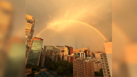 Após chuva, São Paulo amanhece com "céu amarelo" e arco-íris; veja imagens
