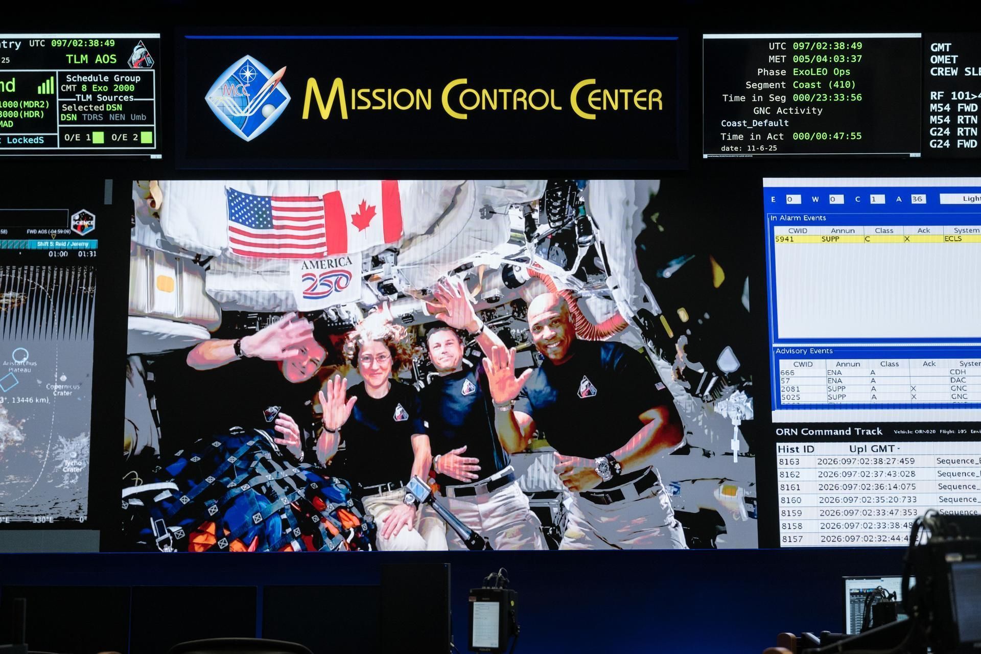 O momento que o Outlook deu problema foi transmitido ao vivo pela Nasa, mas o problema foi resolvido rapidamente. • Créditos: Nasa