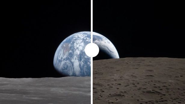 Veja o “pôr da Terra” em registro da Artemis e compare com a Apollo