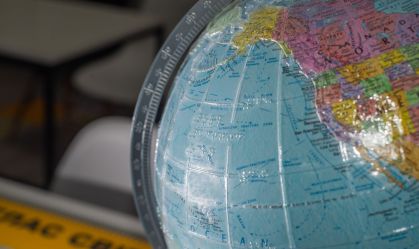 Inclusive globe written in Braille and with raised map outlines