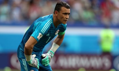 Essam El-Hadary no duelo entre Egito e Arábia Saudita, na Copa de 2018