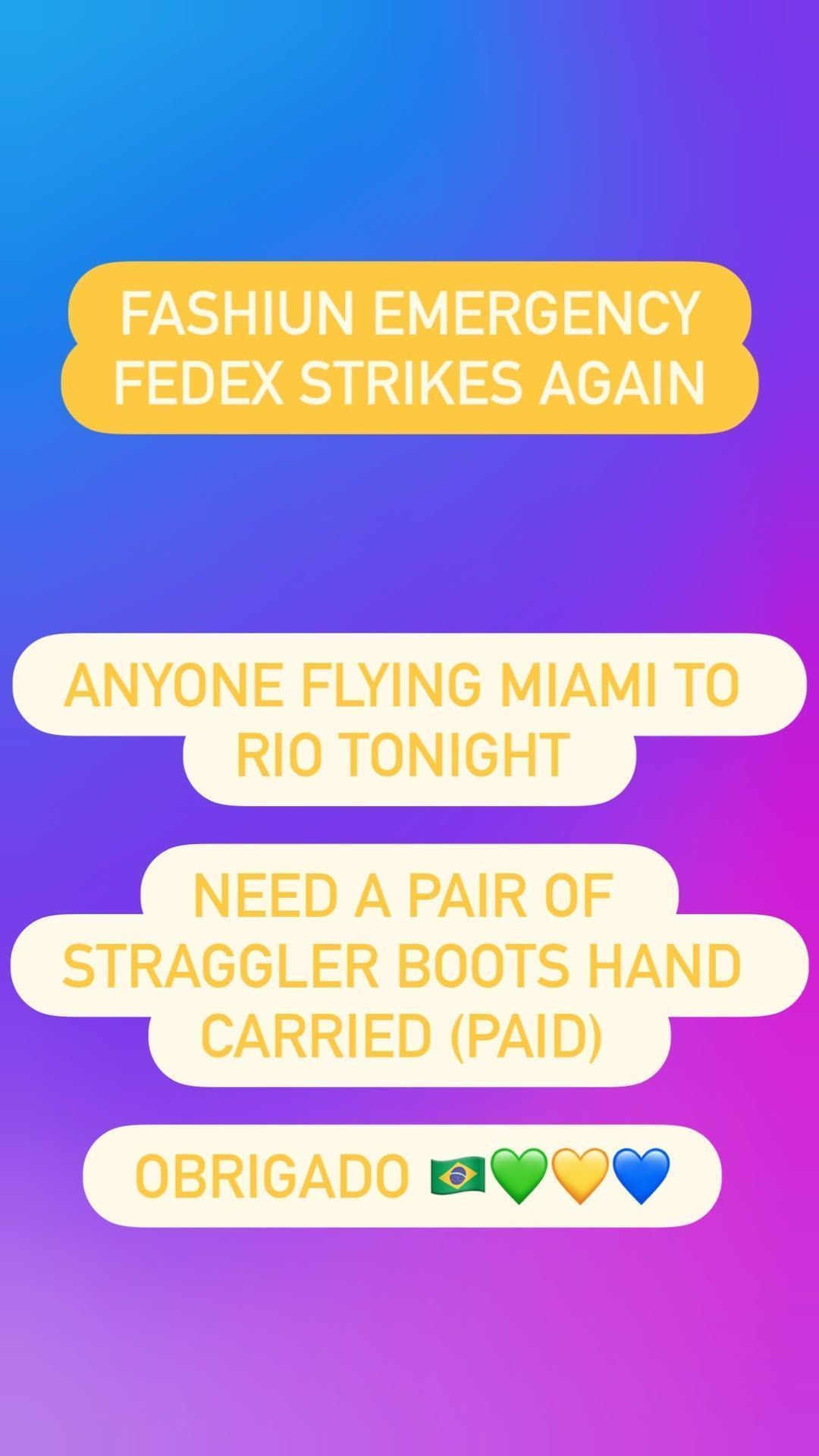 Estilista de Shakira pede ajuda para transportar look da cantora para o Rio de Janeiro • Instagram/Nicolas Bru