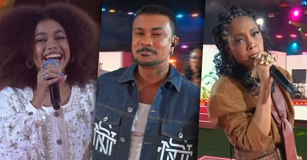 BBB26: Alana Cabral, Negra Li e Xamã cantam em festa com tema "Três Graças"