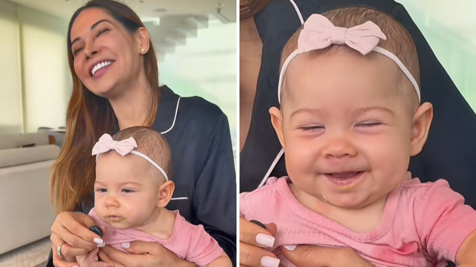 Maíra Cardi mostra introdução alimentar da filha