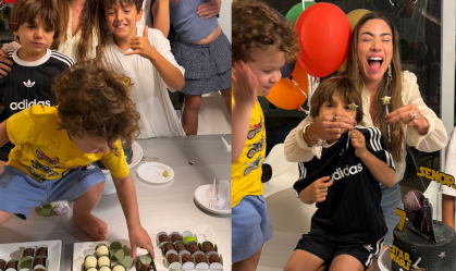 Benjamin, filho de Rebeca, roubou a atenção no parabéns de Senor, filho de Patrícia