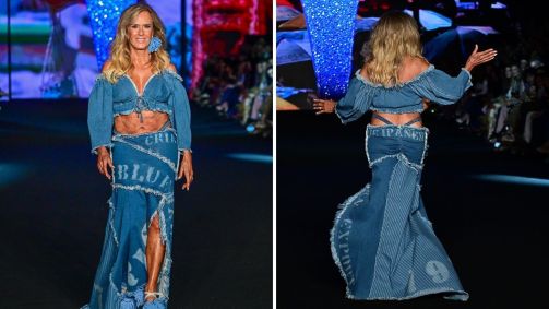 Helô Pinheiro no desfile da Blue Man no Rio Fashion Week