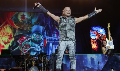 Bruce Dickinson e Steve Harris, do Iron Maiden, durante o festival de música Power Trip no Empire Polo Club, em 6 de outubro de 2023, em Indio, Califórnia