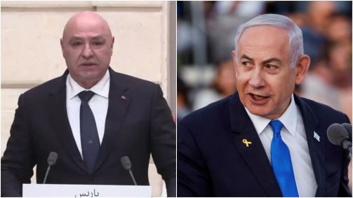 Joseph Aoun, presidente do Líbano, e Benjamin Netanyahu, primeiro-ministro de Israel