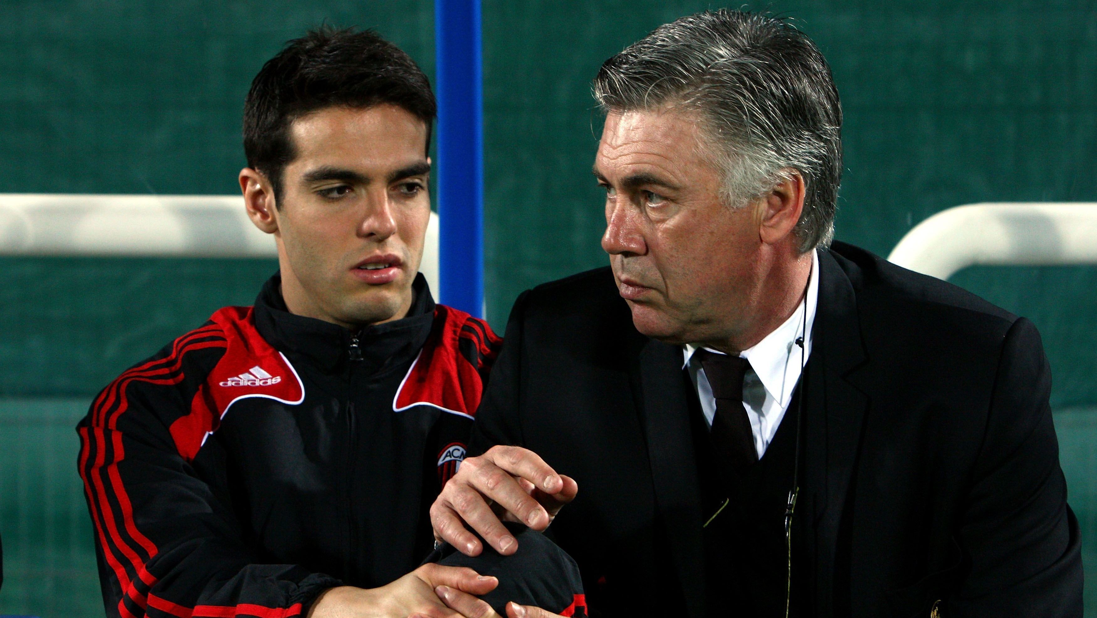 Kaká foi atleta de Carlo Ancelotti no Milan e também no Real Madrid