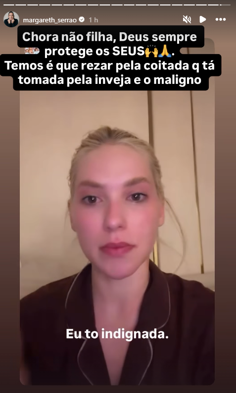 Virginia apareceu abalada nas redes após fala de Luana Piovani • Instagram/Margareth Serrão