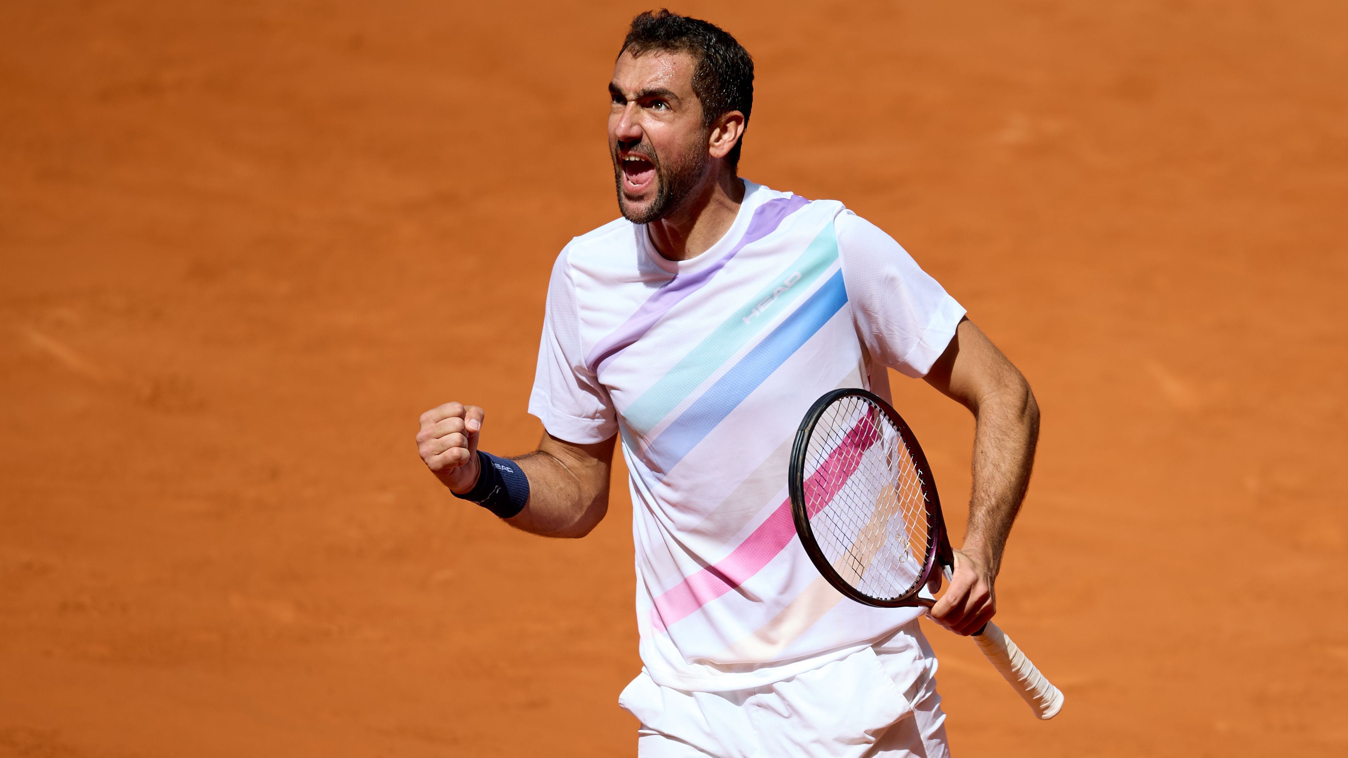 Marin Cilic celebra vitória sobre o belga Zizou Bergs no Masters de Madrid