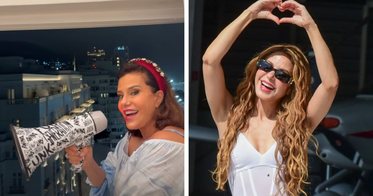 Narcisa diverte web ao usar megafone para chamar atenção de Shakira; veja