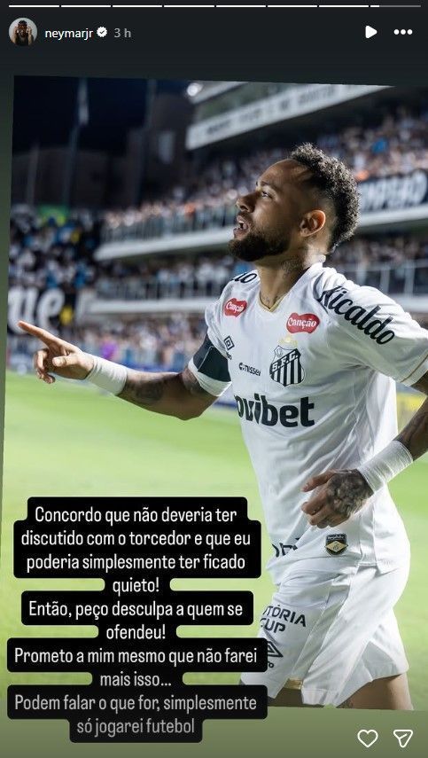 Neymar se posiciona sobre discussão com torcedor e faz promessa • Reprodução