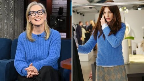 Meryl Streep usa suéter azul similar ao de "O Diabo Veste Prada"