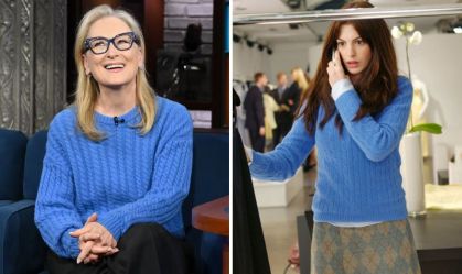 Meryl Streep usa suéter azul similar ao de "O Diabo Veste Prada"