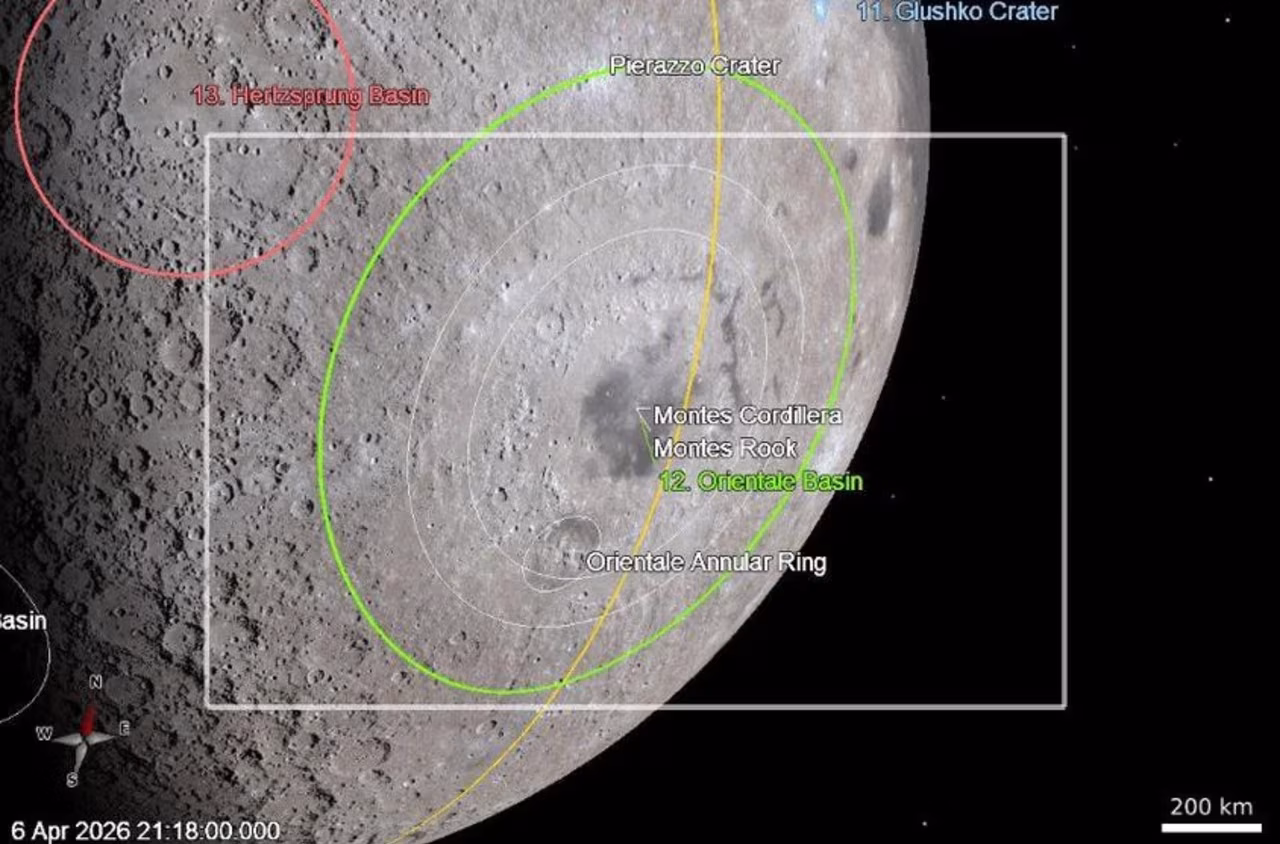 Lua capturada pelo aplicativo Plano de Alvo Lunar da Artemis II