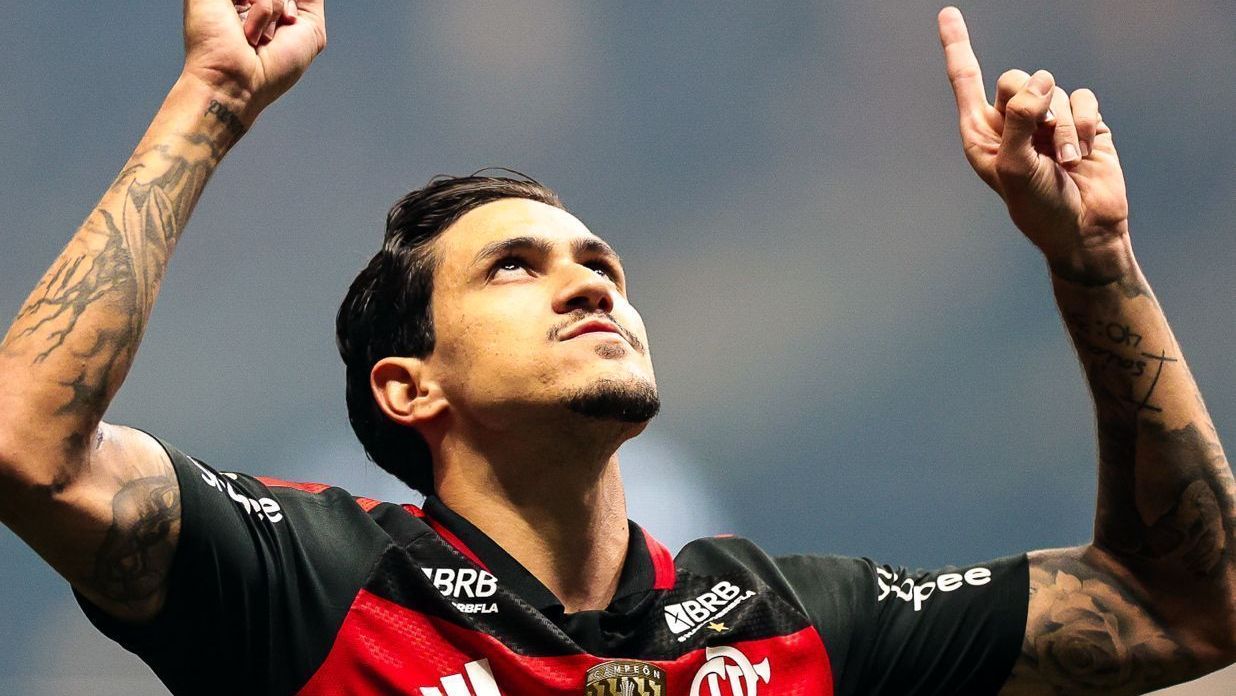 Pedro comemora gol em Atlético-MG x Flamengo, pelo Brasileirão • Gilvan de Souza/CRF