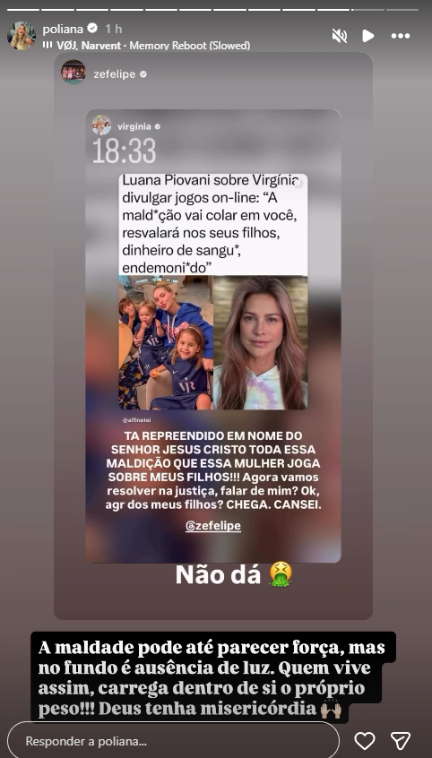 Poliana Rocha compartilhou declaração após desabafo de Virginia • Instagram/Poliana Rocha