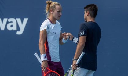 Rafael Matos e Orlando Luz em ação no Miami Open