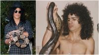 Paixão por cobras? Saiba como foi a visita de Slash ao Butantan há 34 anos