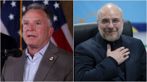 Steve Witkoff, enviado especial de Donald Trump, e Mohammad Bagher Ghalibaf, presidente do Parlamento do Irã